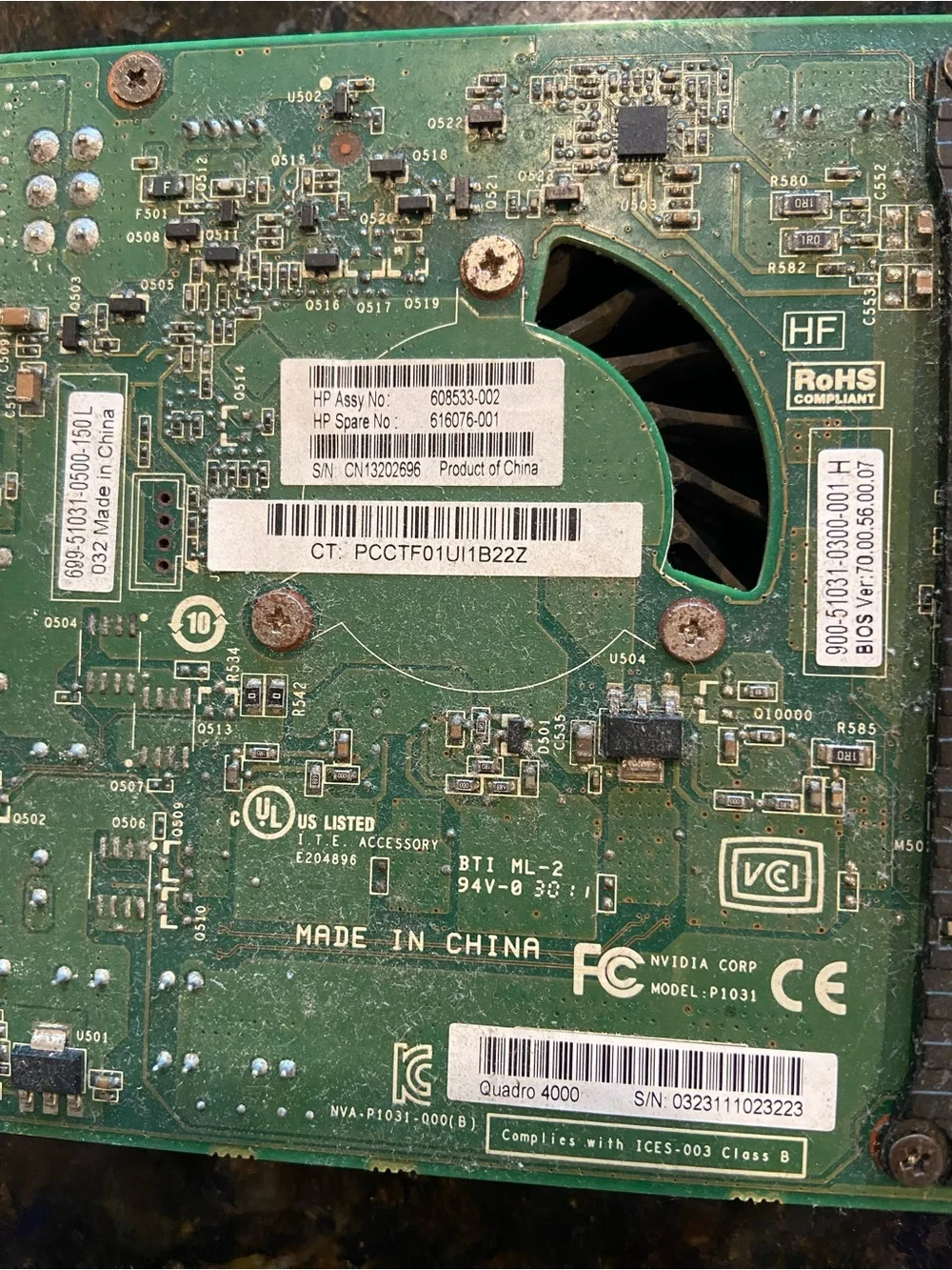 HP NVIDIA Quadro 4000 P1031 Professional Graphics Card